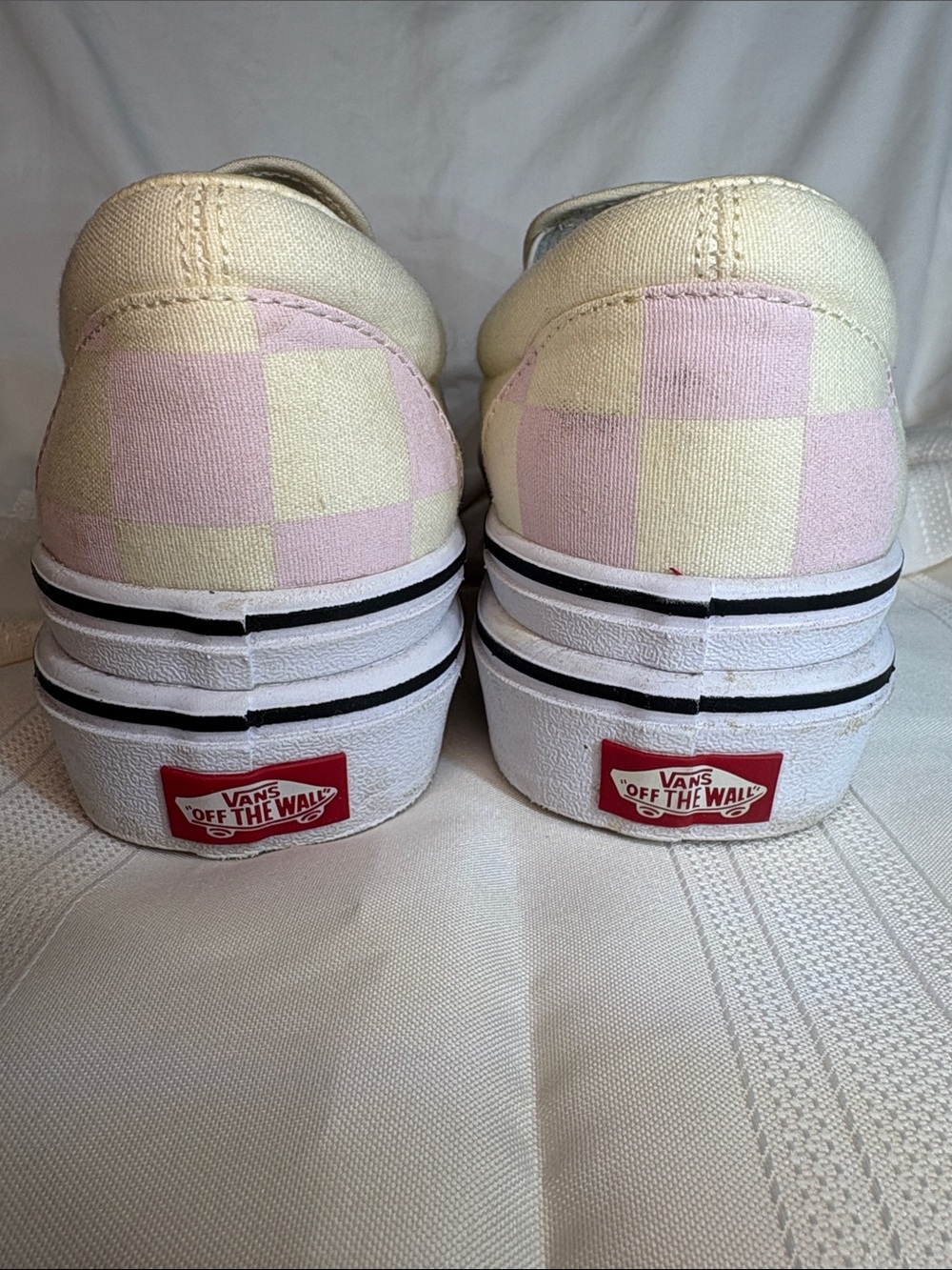 Vans Slip-On Checkerboard Platforms in Pink and Cream - Picture 8 of 14